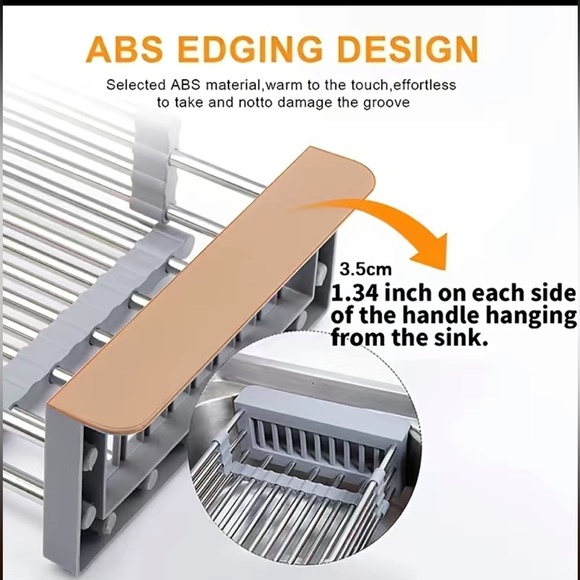Retractable Stainless Steel Kitchen Sink Shelf - Perfect for Rectangular Sinks - Picture 5 of 6